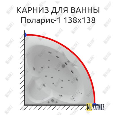 Карниз для ванны Aquatek Поларис-1 138х138 Усиленный 20 мм MrKARNIZ